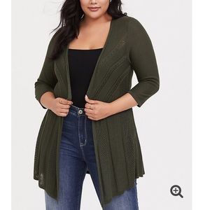 Torrid olive green pointelle cardigan size 1